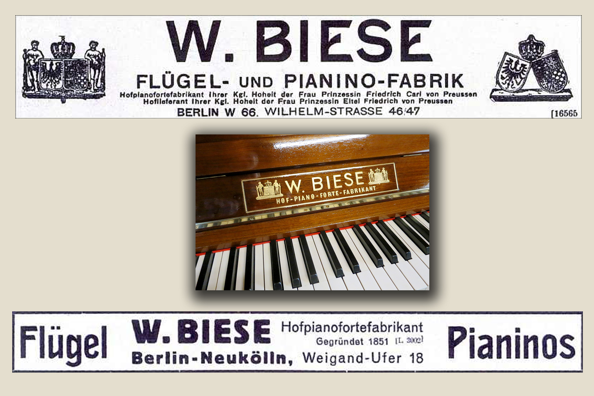 „W.BIESE“ deutsches MarkenKlavier Gebrauchte Klaviere Ostrovski